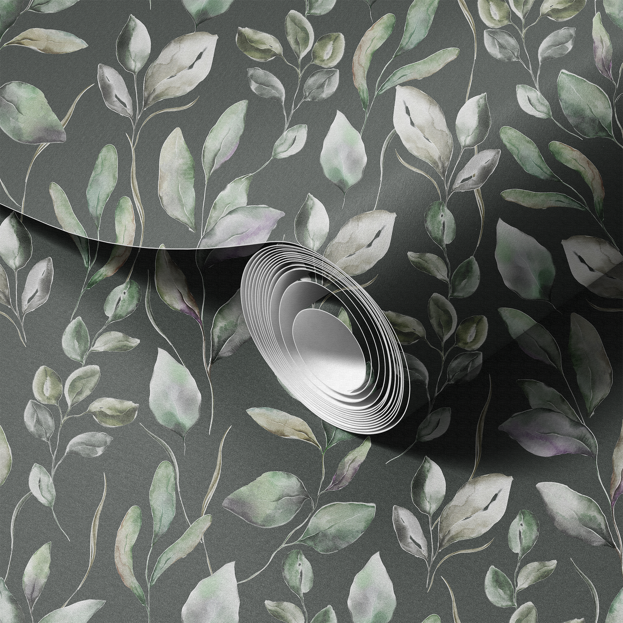 Watercolor Leaves peel and stick wallpaper room mockup
